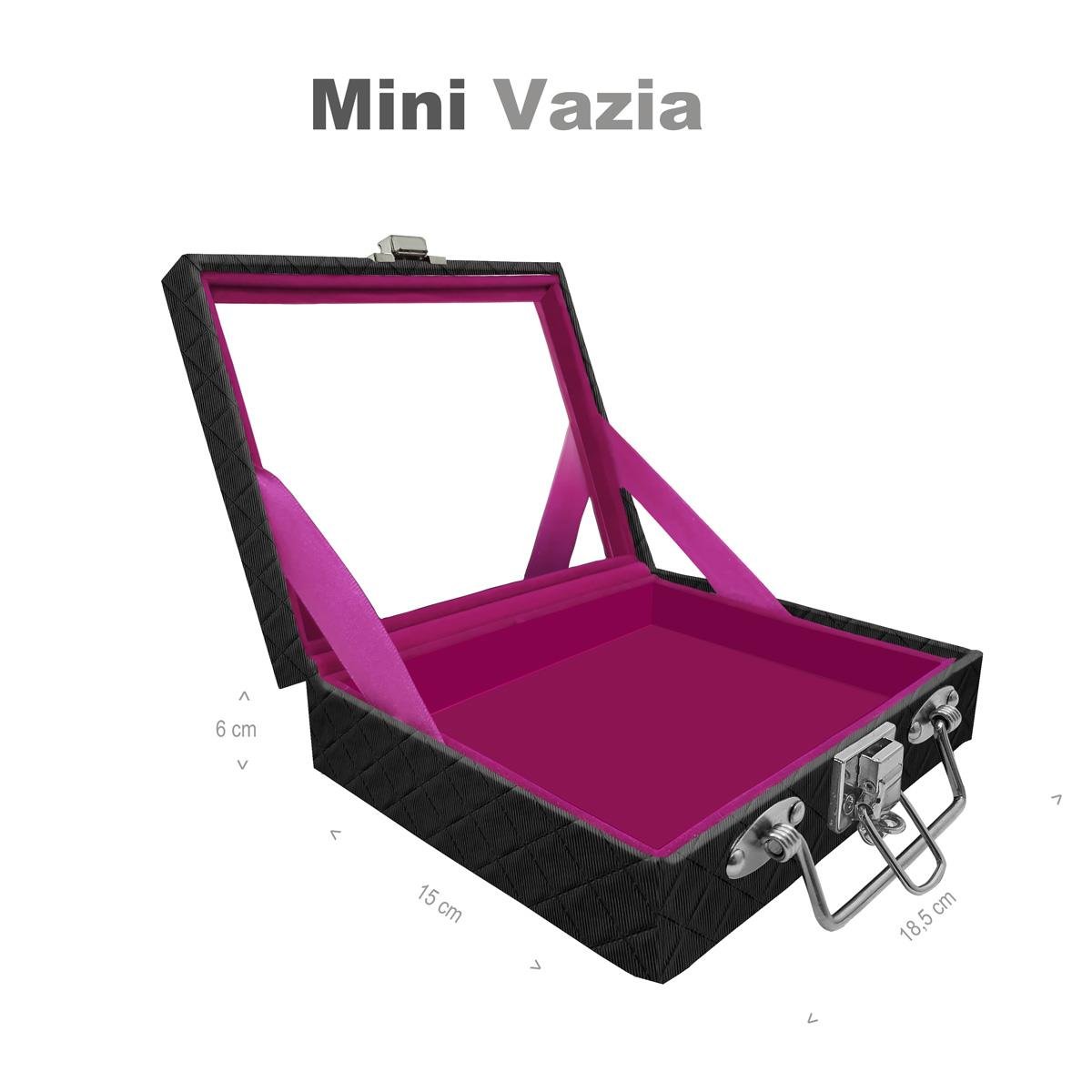 Maleta Mini Vazia Dijon Preto Com Espelho - Sob Encomenda