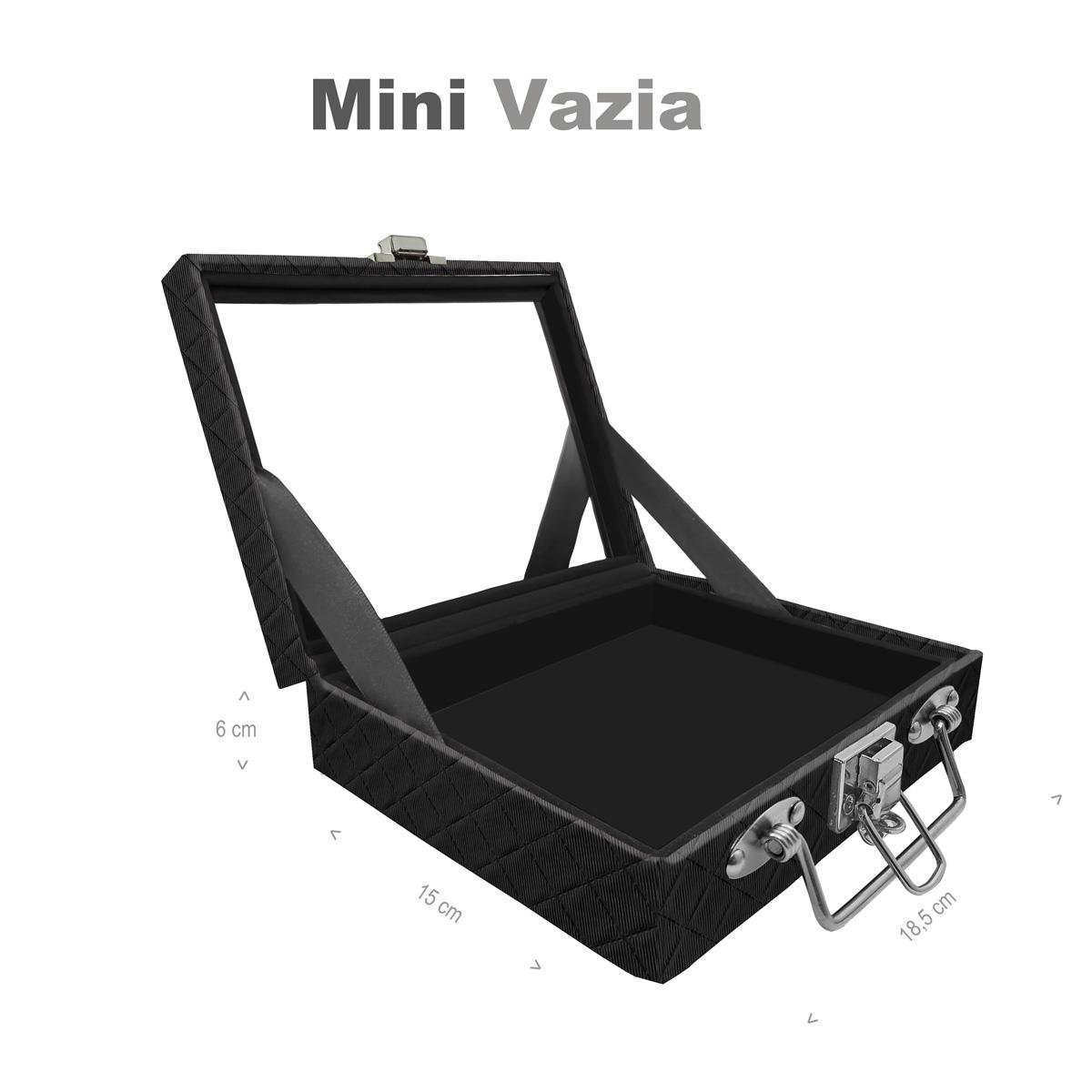 Maleta Mini Vazia Dijon Preto Com Espelho - Sob Encomenda