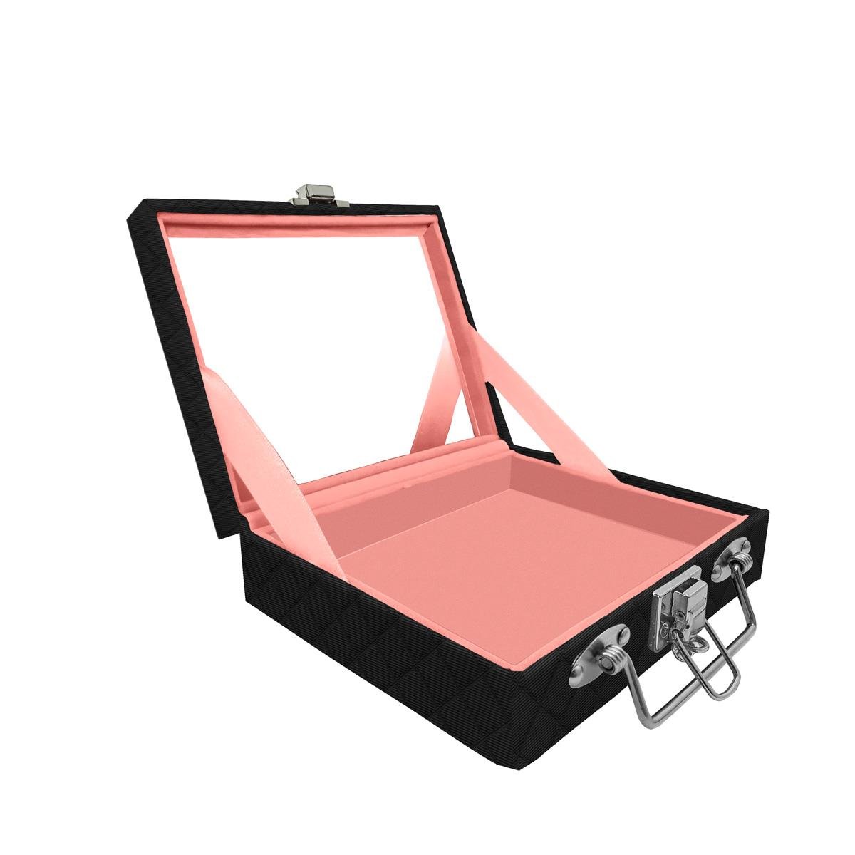 Maleta Mini Vazia Dijon Preto Com Espelho - Sob Encomenda