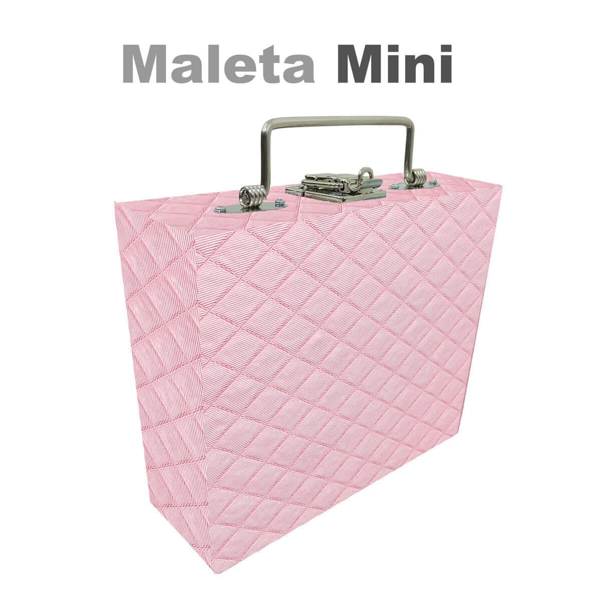 Maleta Mini Vazia Dijon Rosa Bebê Metalizado Com Espelho - Sob Encomenda