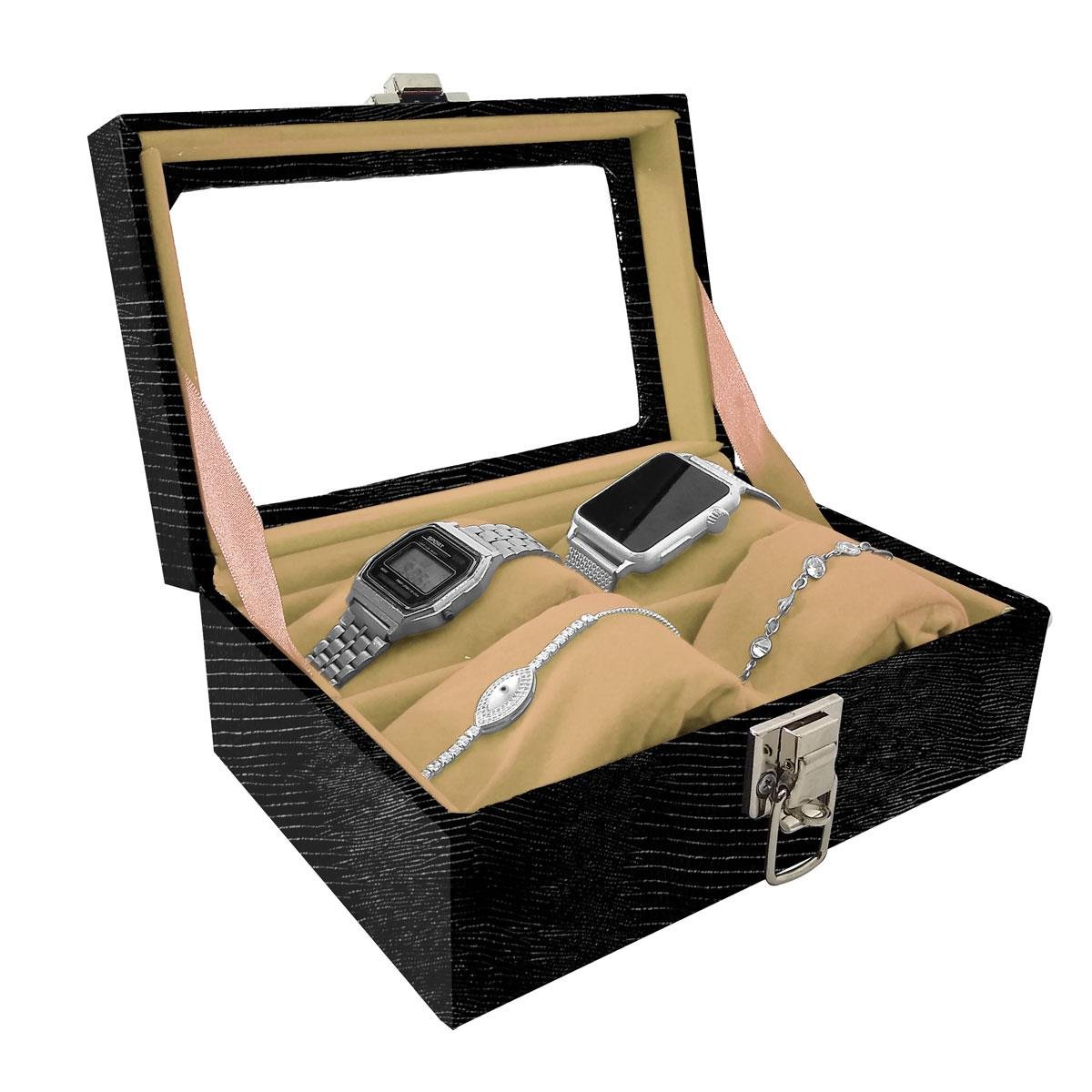Maleta Para 4 Relógios Jacaré