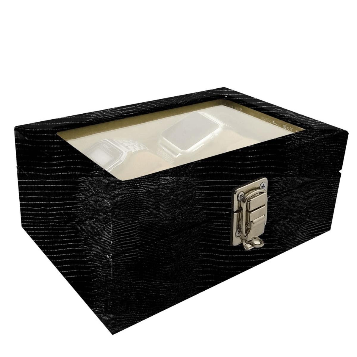 Maleta Para 4 Relógios Jacaré