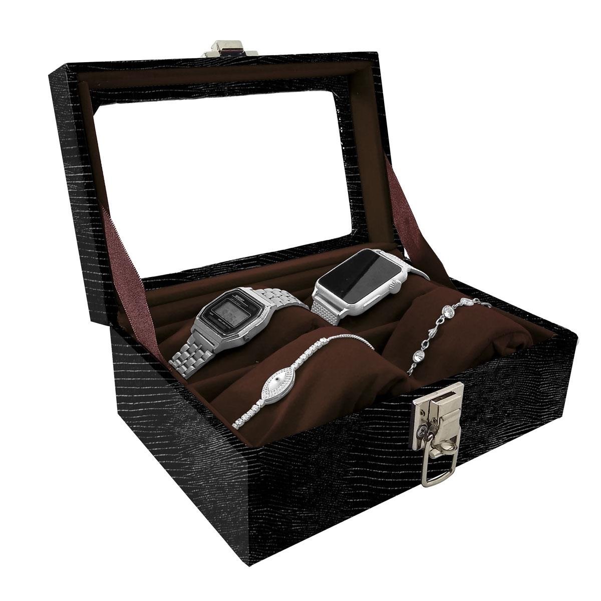 Maleta Para 4 Relógios Jacaré