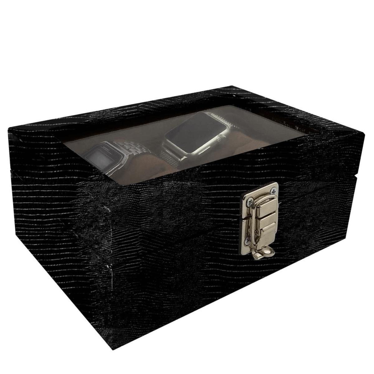 Maleta Para 4 Relógios Jacaré