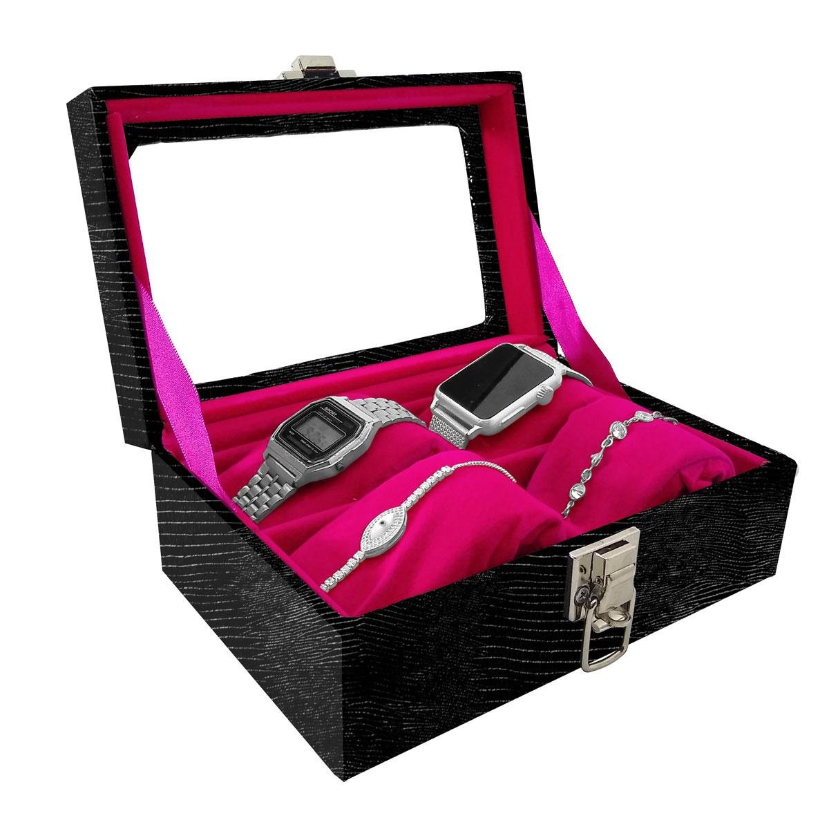 Maleta Para 4 Relógios Jacaré