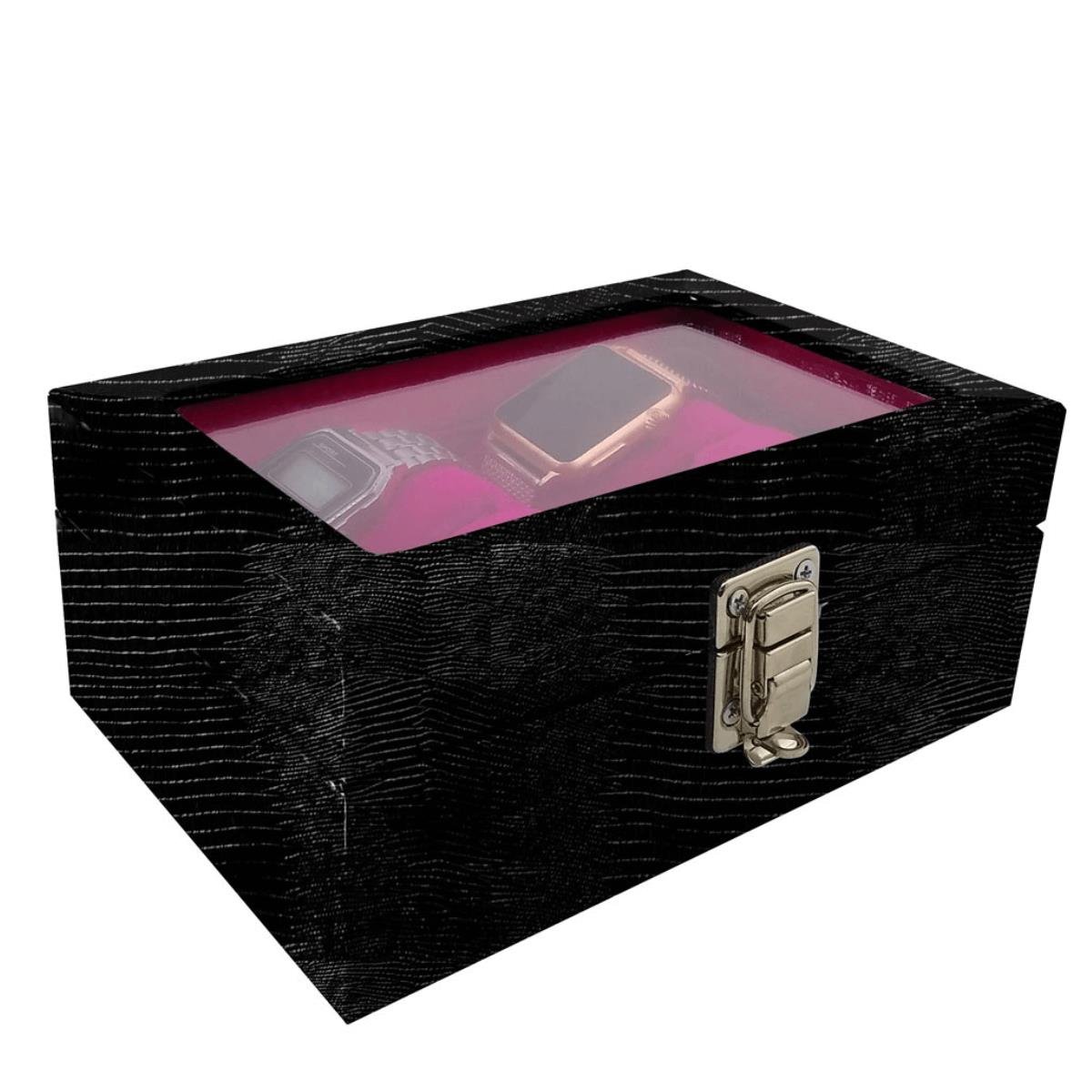 Maleta Para 4 Relógios Jacaré