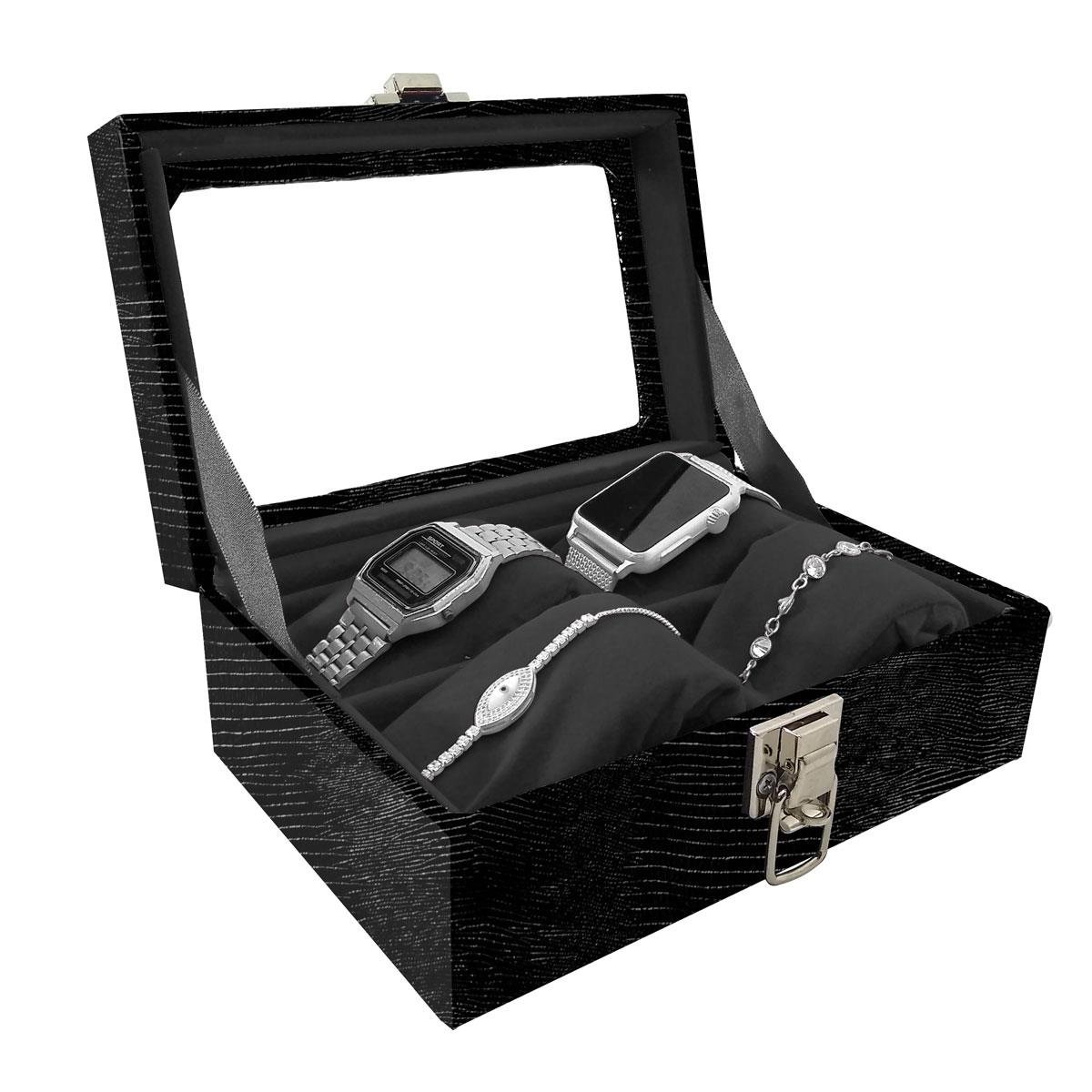 Maleta Para 4 Relógios Jacaré
