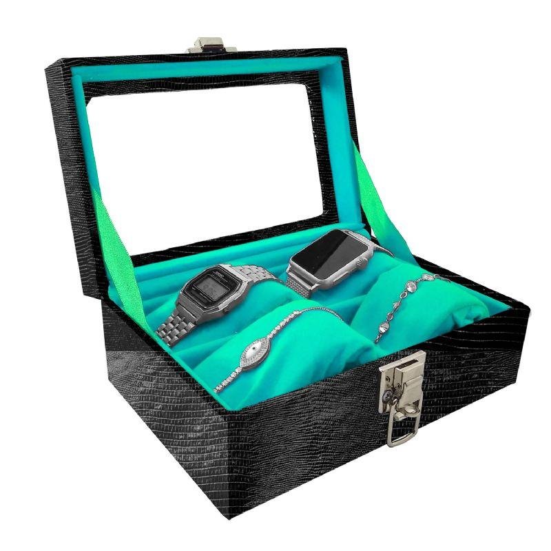 Maleta Para 4 Relógios Jacaré