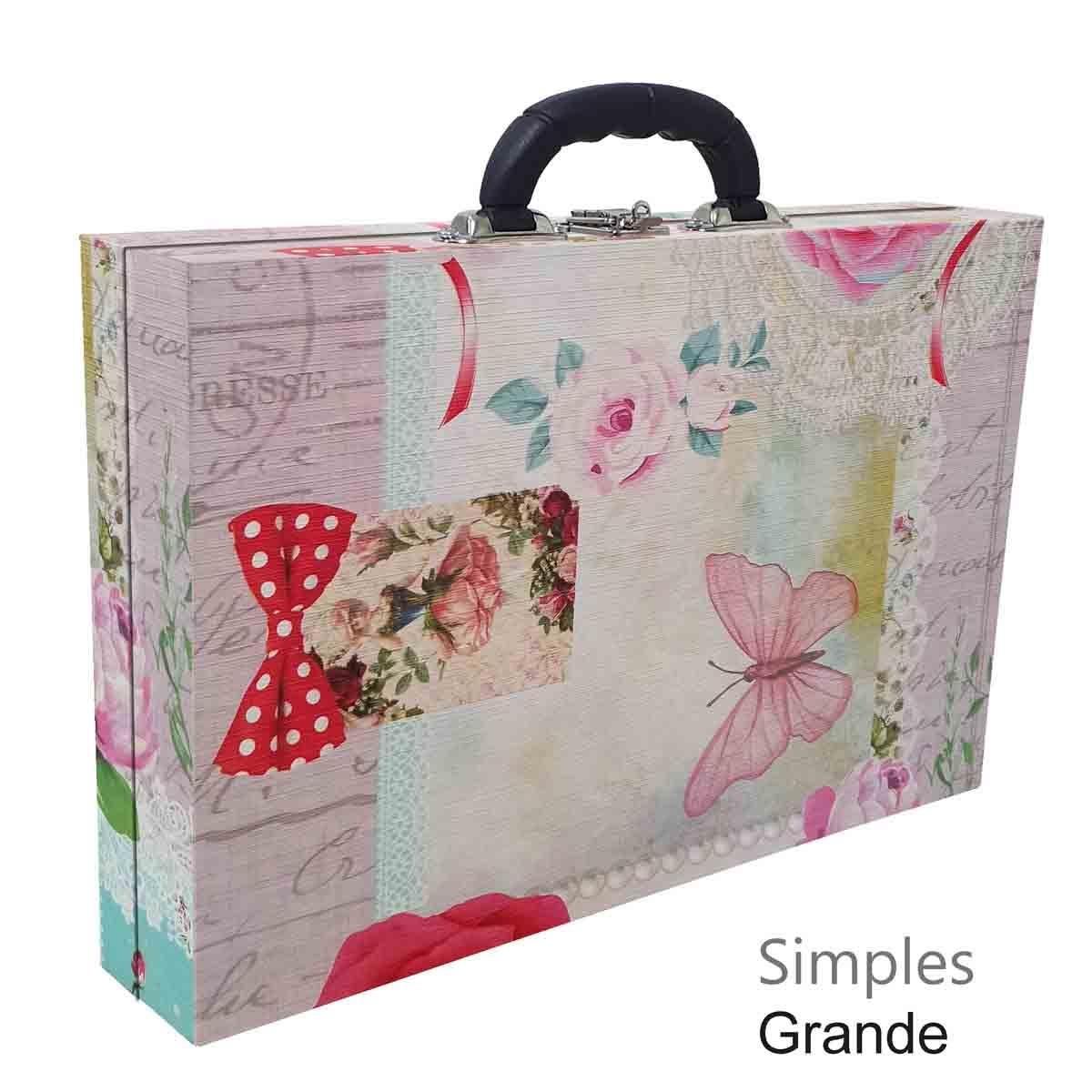 Estojo Maleta Porta Jóias Simples Grande Angel Com Alça Preta