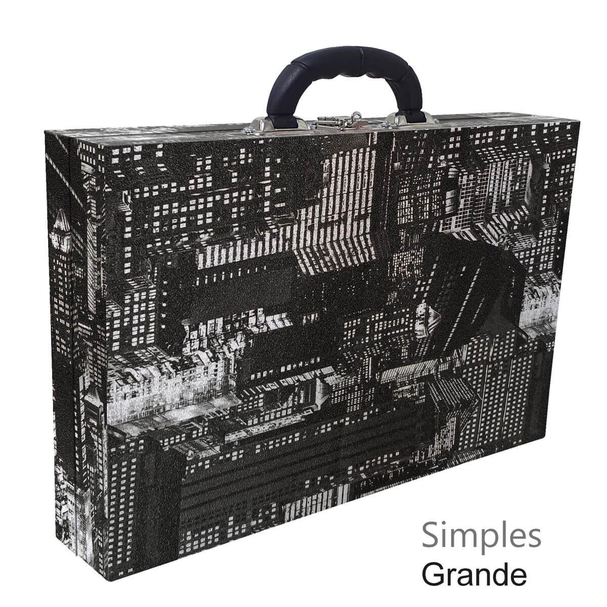 Maleta Simples Grande Dark City Com Alça Preta - Sob Encomenda