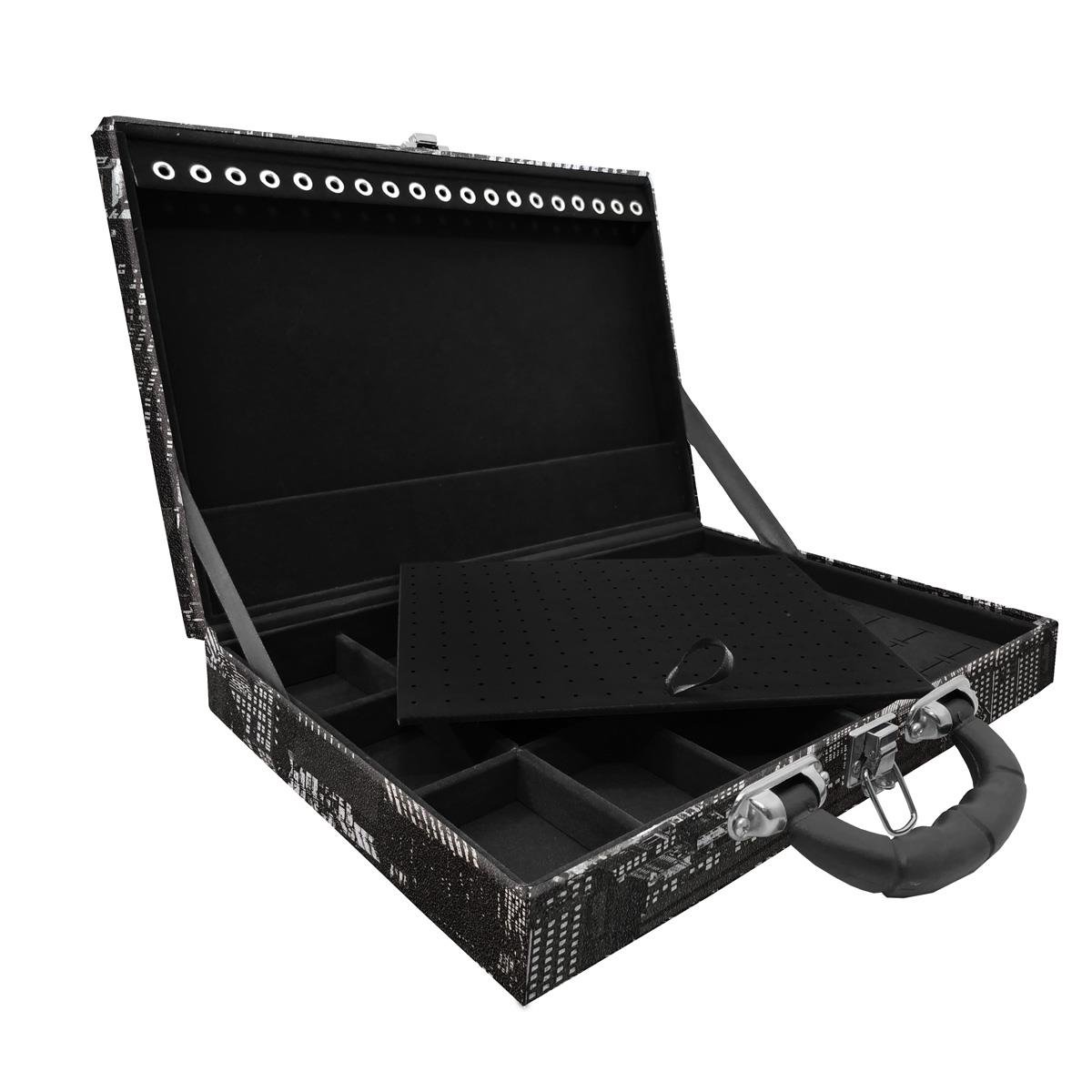 Maleta Simples Grande Dark City Com Alça Preta - Sob Encomenda
