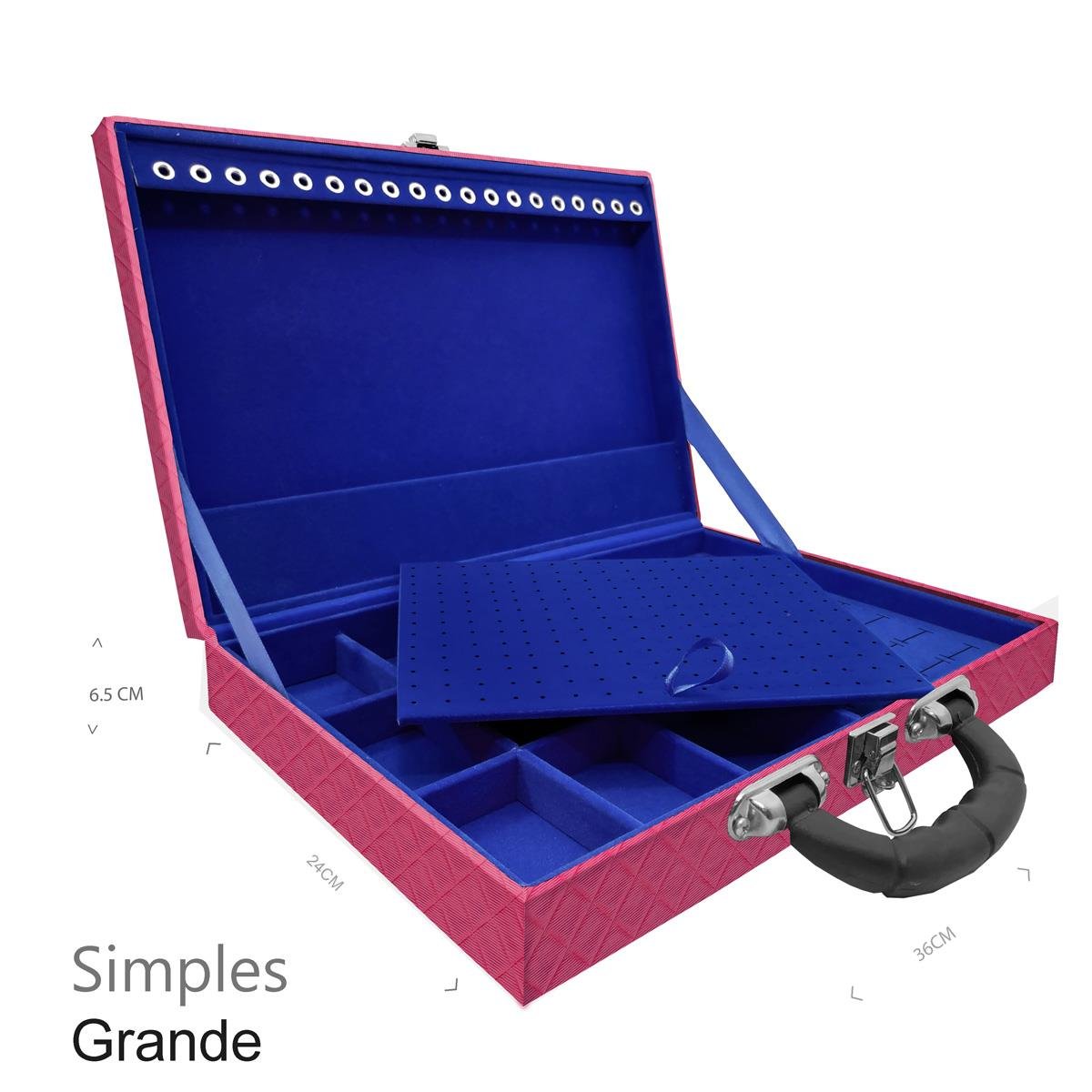 Maleta Simples Grande Dijon Pink Com Alça Preta - Sob Encomenda