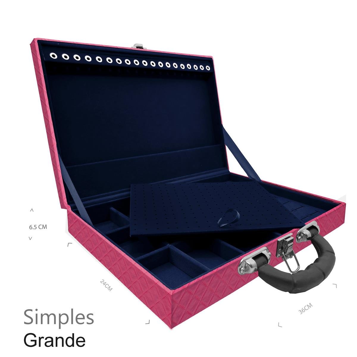 Maleta Simples Grande Dijon Pink Com Alça Preta - Sob Encomenda