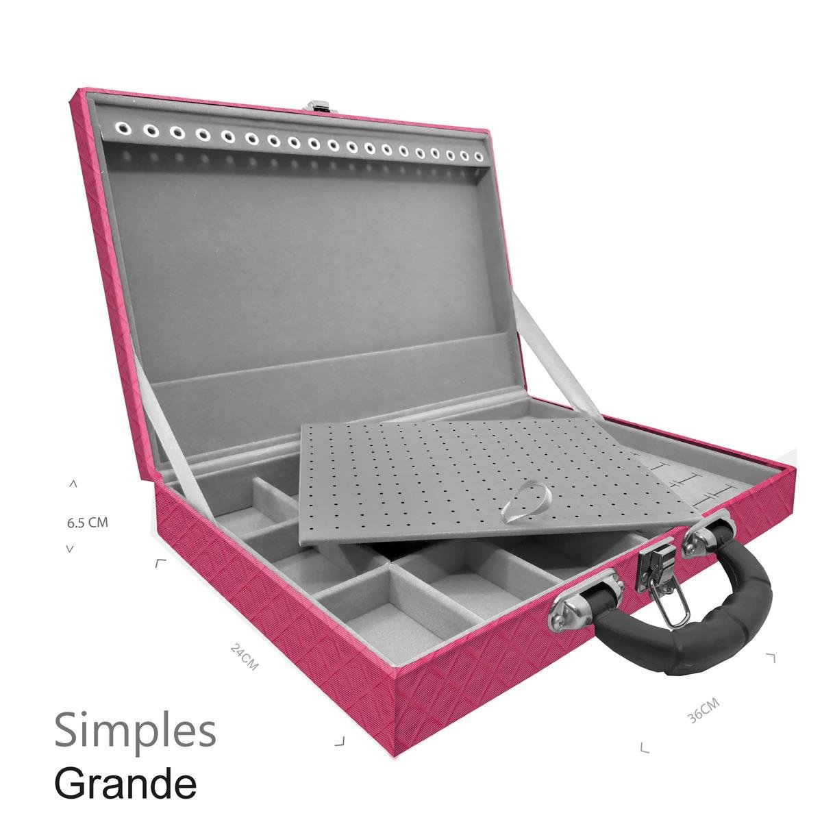Maleta Simples Grande Dijon Pink Com Alça Preta - Sob Encomenda