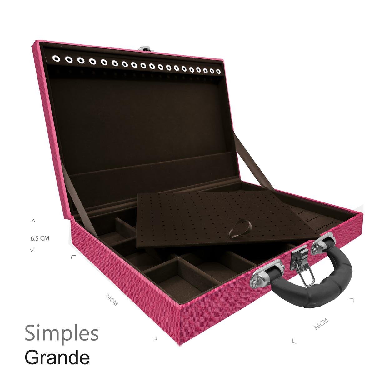Maleta Simples Grande Dijon Pink Com Alça Preta - Sob Encomenda