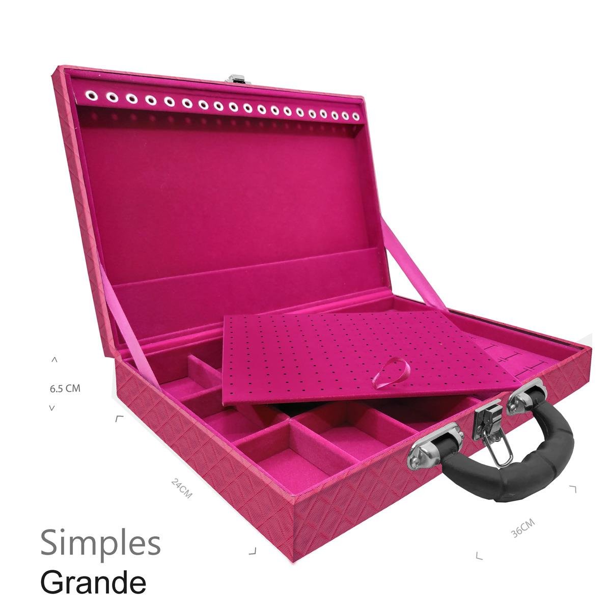 Maleta Simples Grande Dijon Pink Com Alça Preta - Sob Encomenda