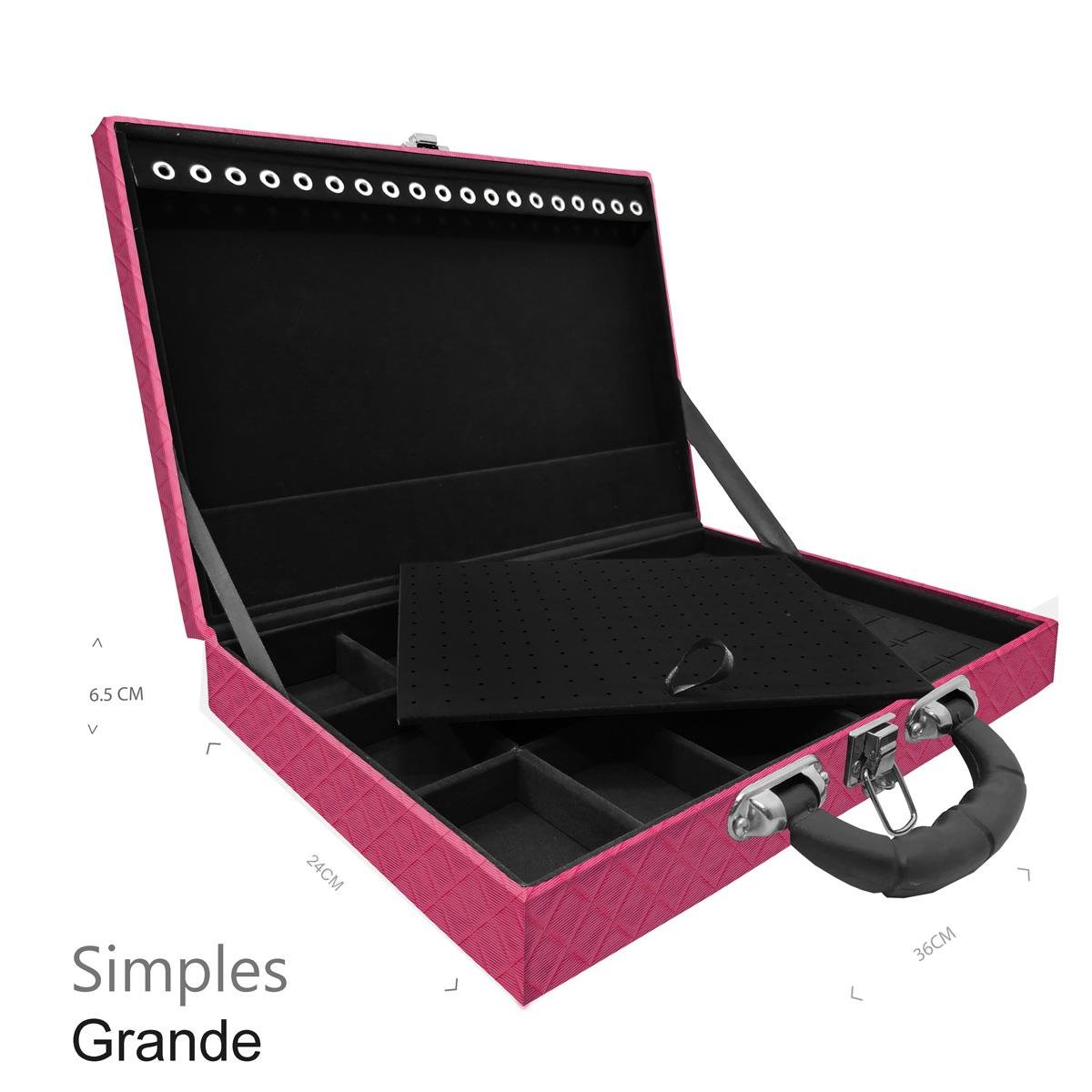 Maleta Simples Grande Dijon Pink Com Alça Preta - Sob Encomenda