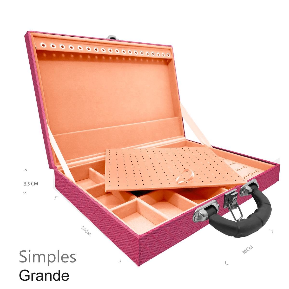 Maleta Simples Grande Dijon Pink Com Alça Preta - Sob Encomenda