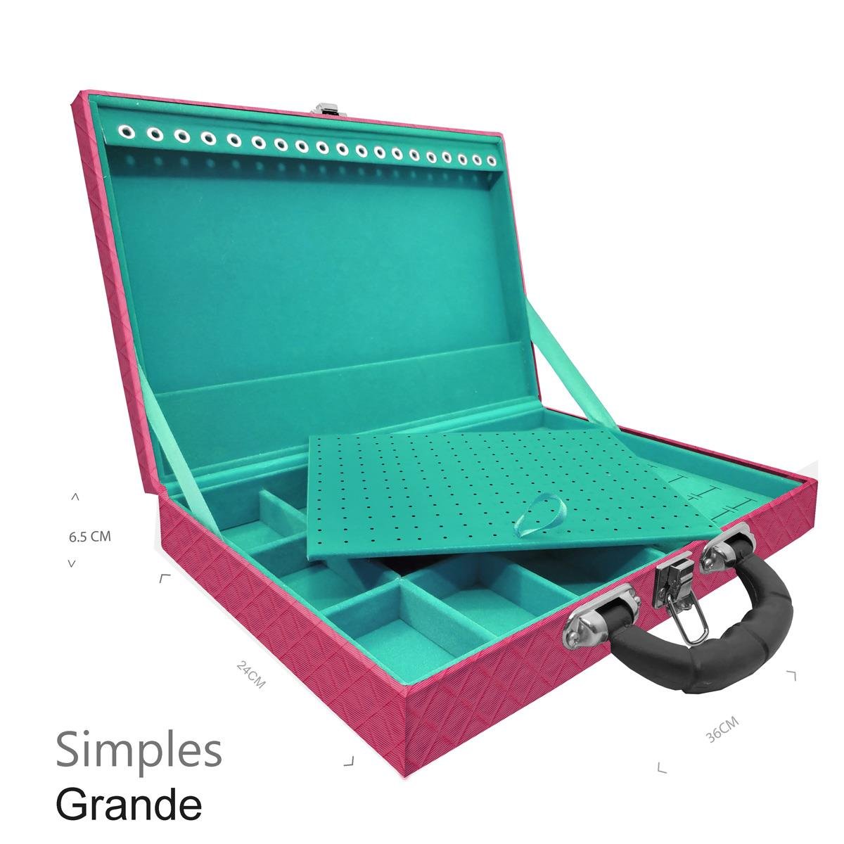 Maleta Simples Grande Dijon Pink Com Alça Preta - Sob Encomenda
