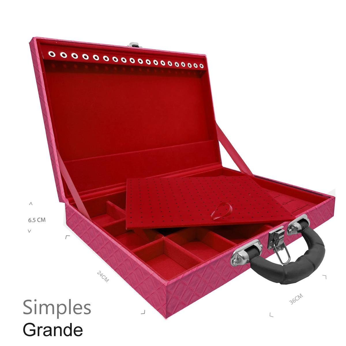 Maleta Simples Grande Dijon Pink Com Alça Preta - Sob Encomenda