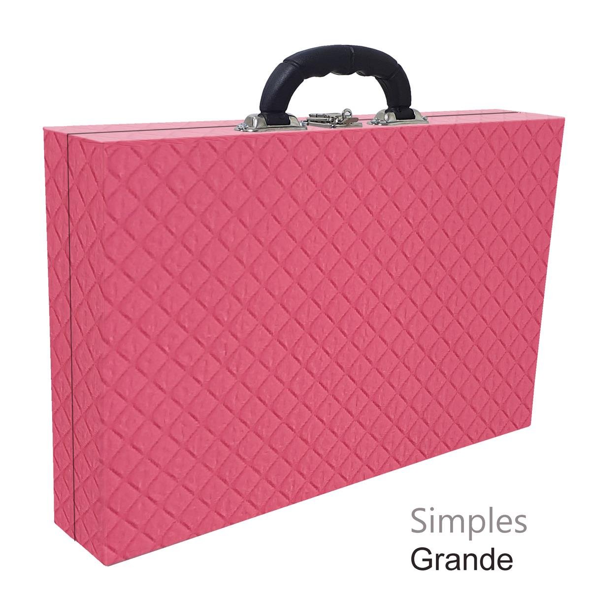 Maleta Simples Grande Dijon Pink Com Alça Preta - Sob Encomenda