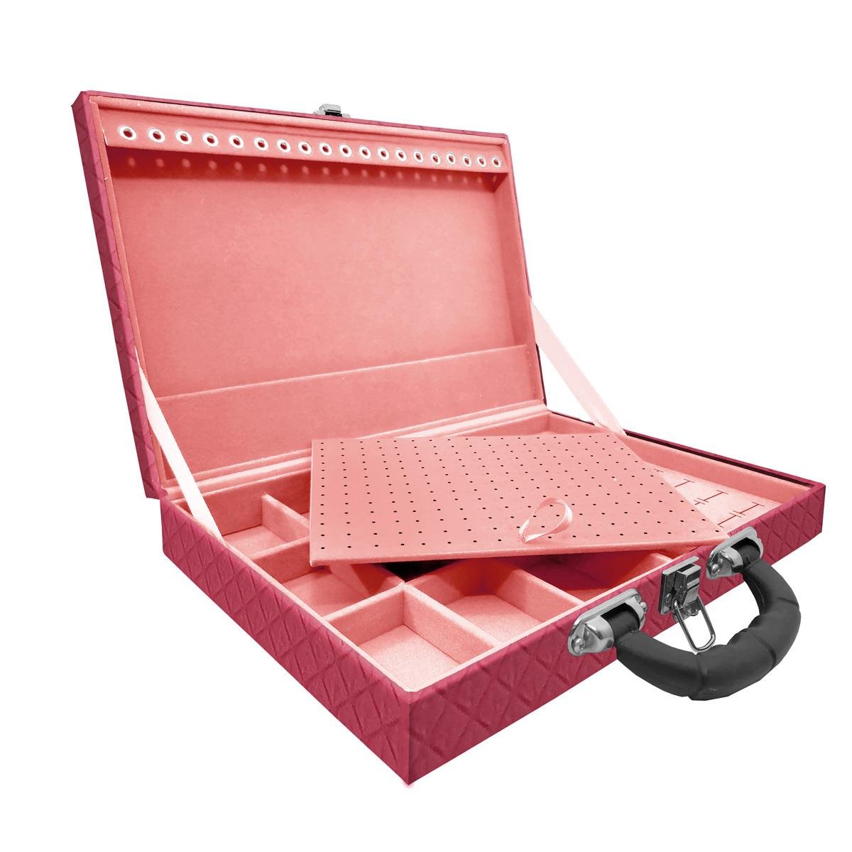 Maleta Simples Grande Dijon Pink Com Alça Preta - Sob Encomenda