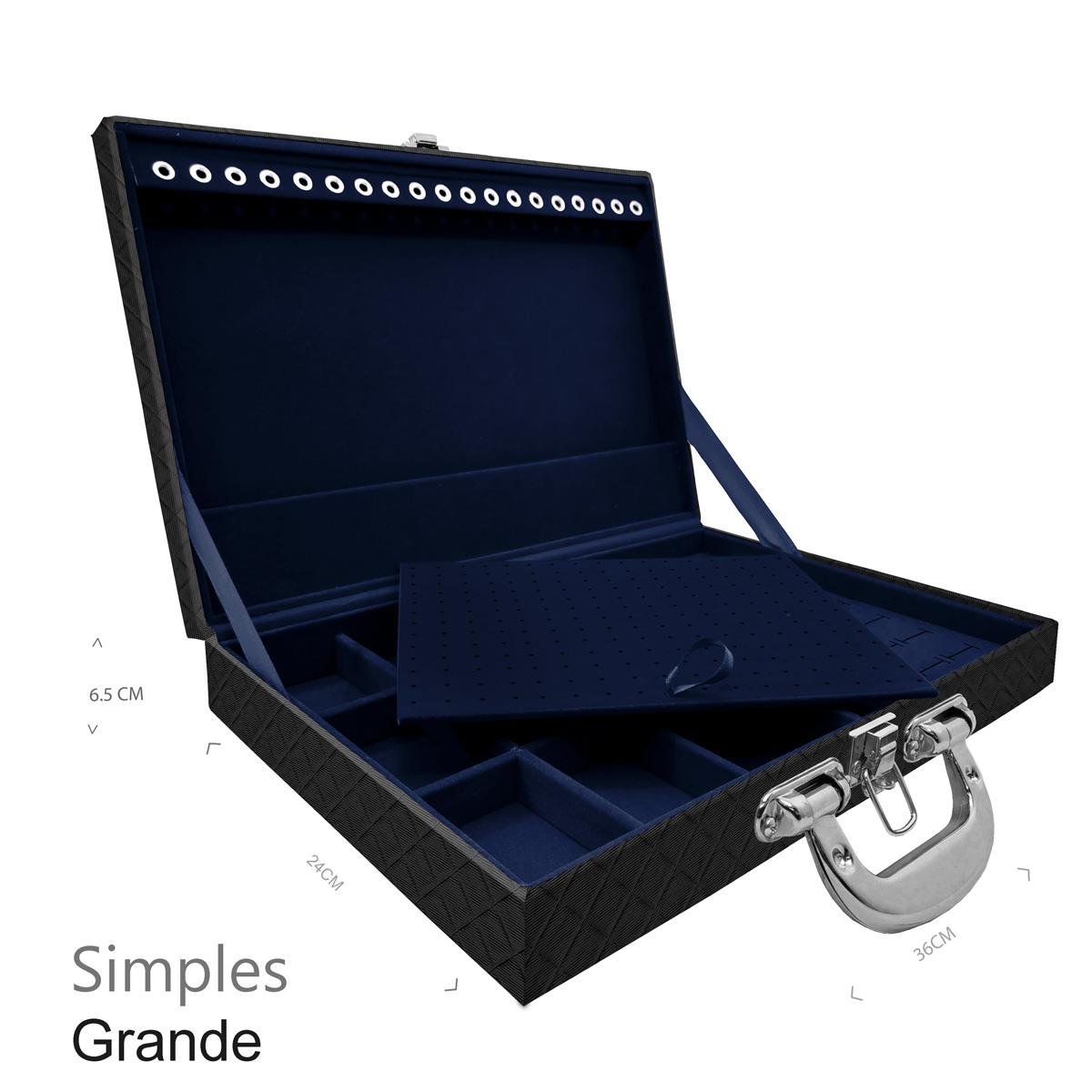 Maleta Simples Grande Dijon Preto Com Alça Cromada - Sob Encomenda