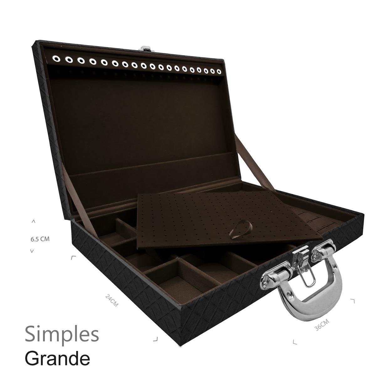 Maleta Simples Grande Dijon Preto Com Alça Cromada - Sob Encomenda
