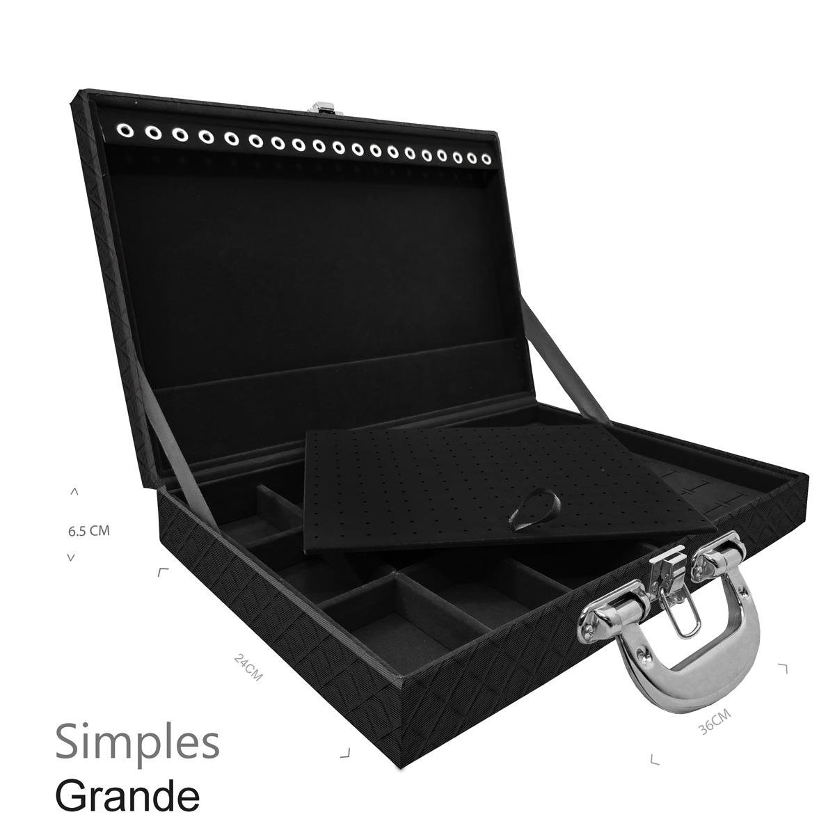 Maleta Simples Grande Dijon Preto Com Alça Cromada - Sob Encomenda