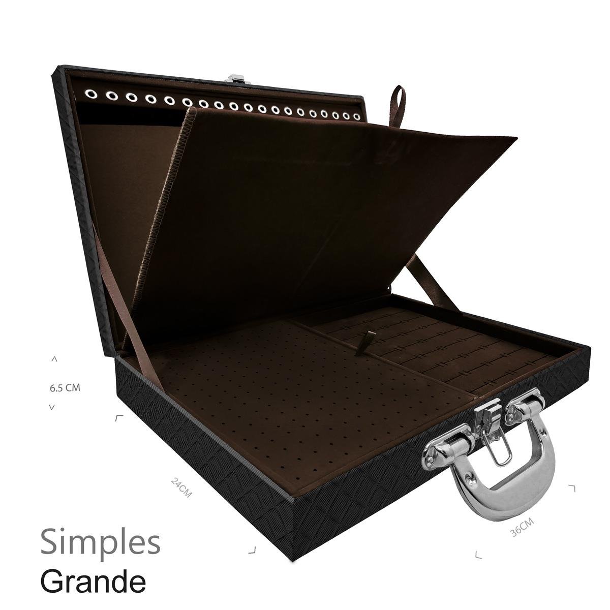 Maleta Simples Grande Dijon Preto Com Alça Cromada e Imã - Sob Encomenda