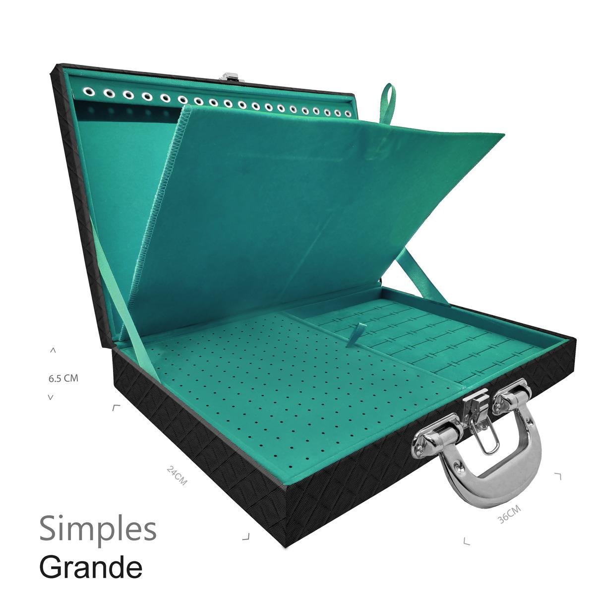 Maleta Simples Grande Dijon Preto Com Alça Cromada e Imã - Sob Encomenda