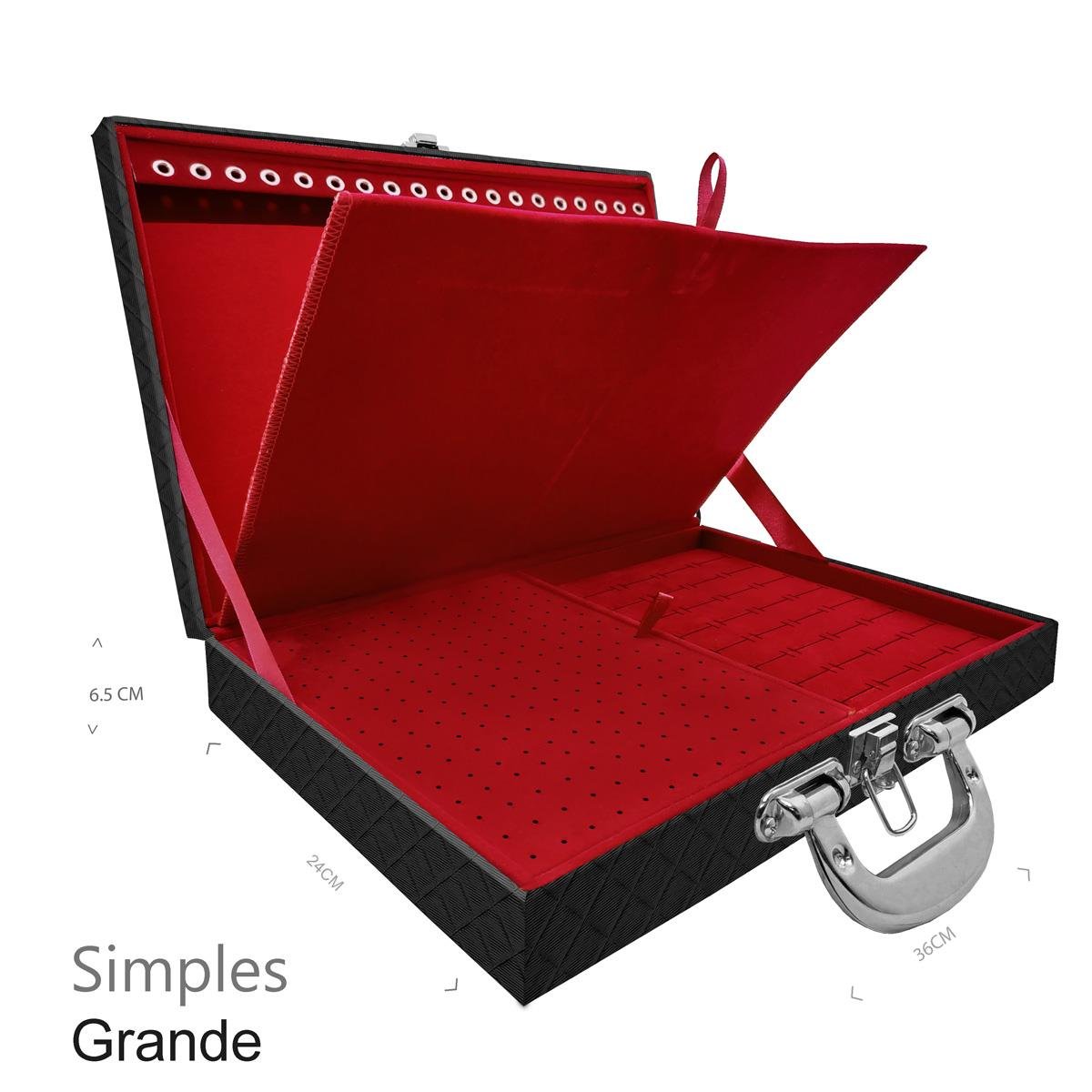 Maleta Simples Grande Dijon Preto Com Alça Cromada e Imã - Sob Encomenda