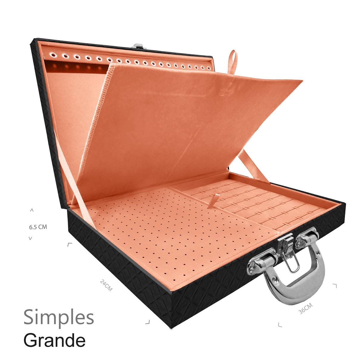 Maleta Simples Grande Dijon Preto Com Alça Cromada e Imã - Sob Encomenda