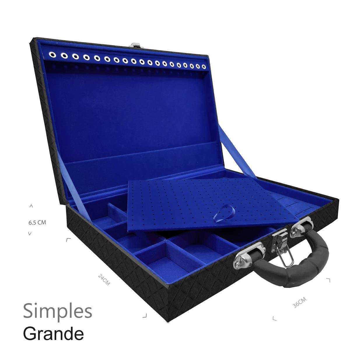 Maleta Simples Grande Dijon Preto Com Alça Preta - Sob Encomenda