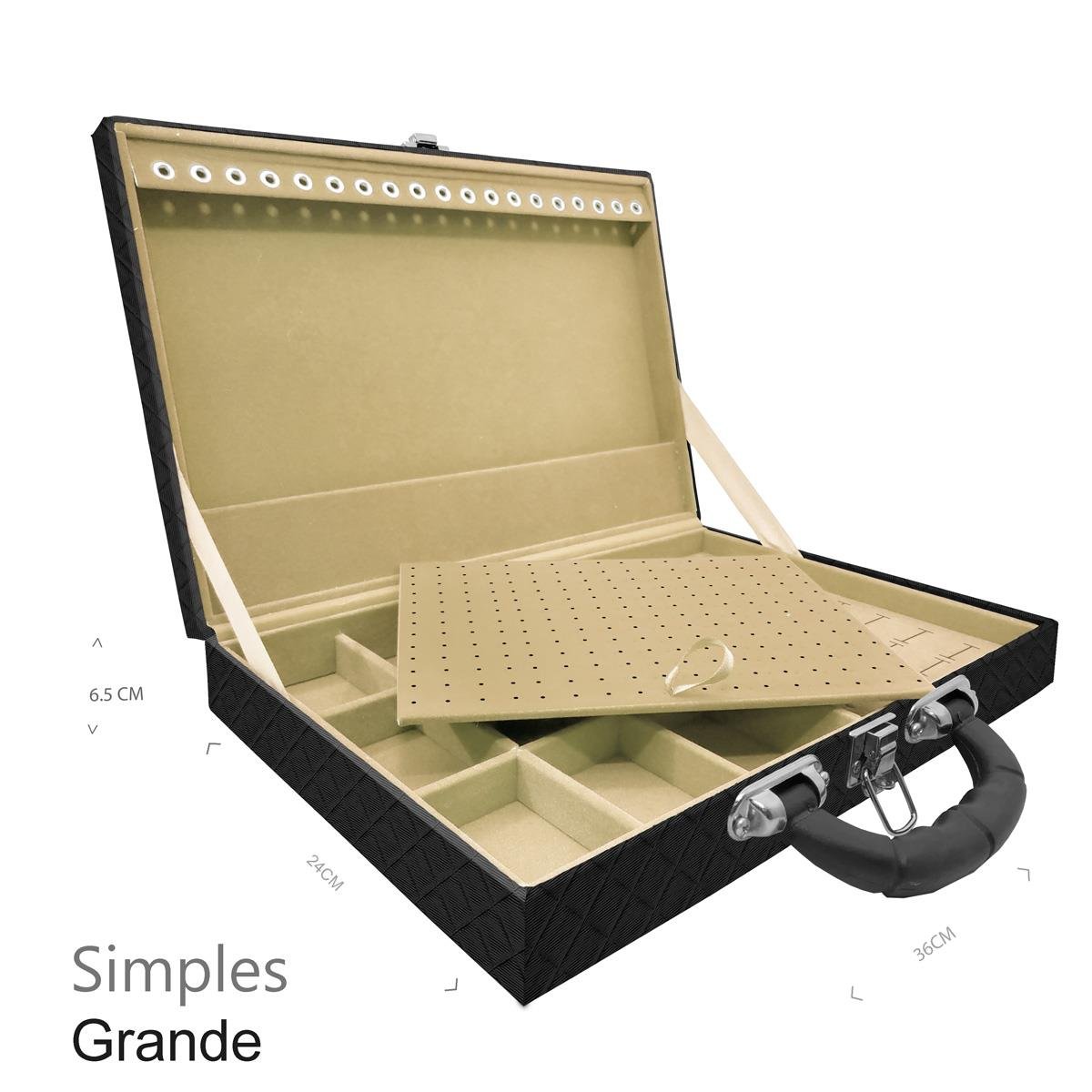 Maleta Simples Grande Dijon Preto Com Alça Preta - Sob Encomenda