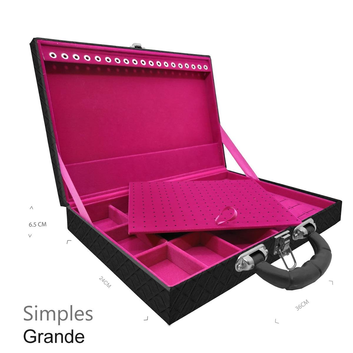 Maleta Simples Grande Dijon Preto Com Alça Preta - Sob Encomenda