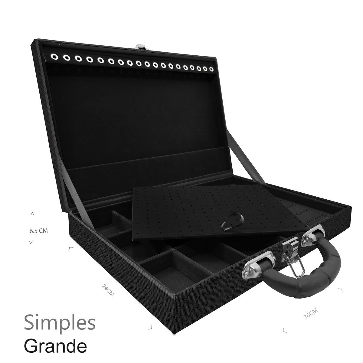 Maleta Simples Grande Dijon Preto Com Alça Preta - Sob Encomenda