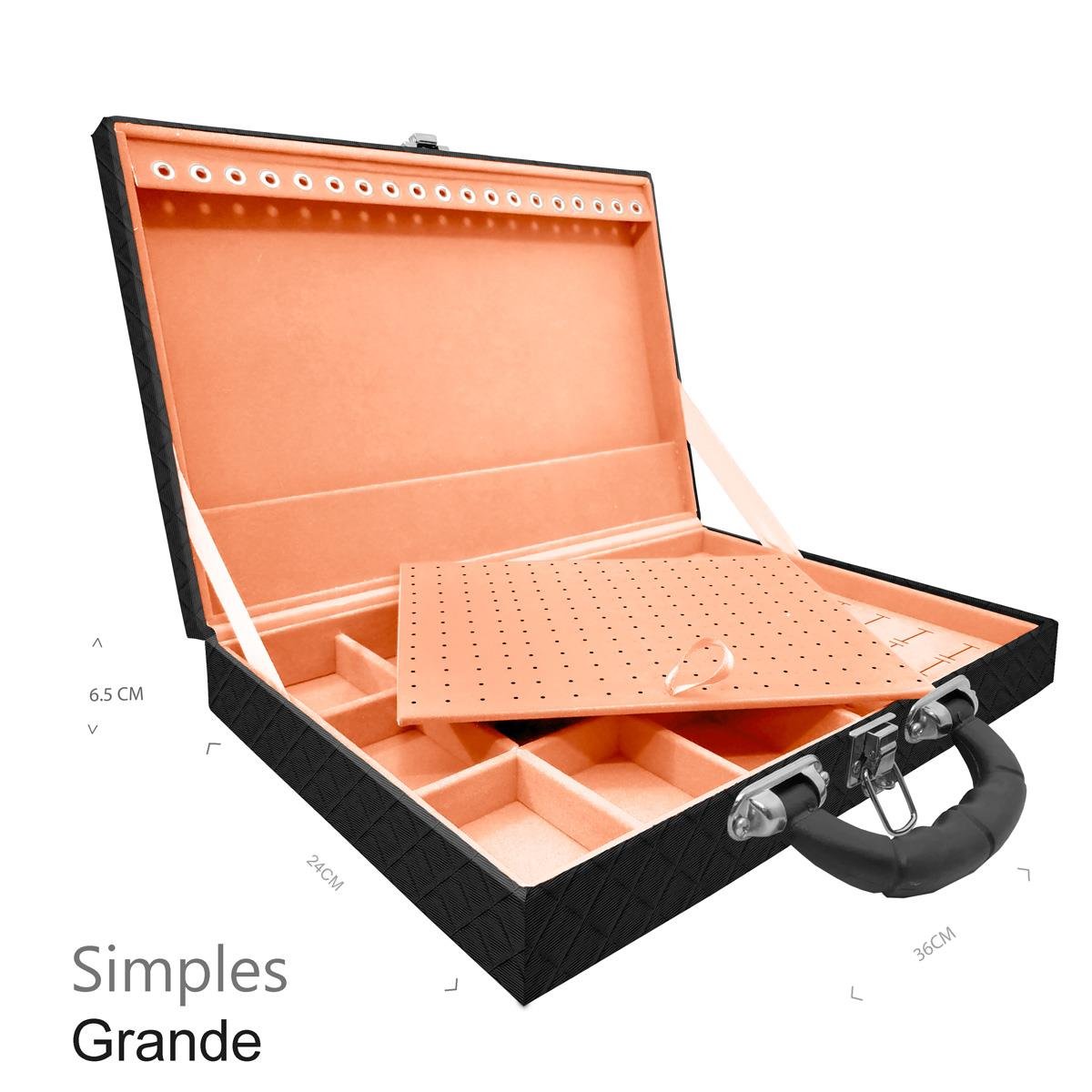 Maleta Simples Grande Dijon Preto Com Alça Preta - Sob Encomenda