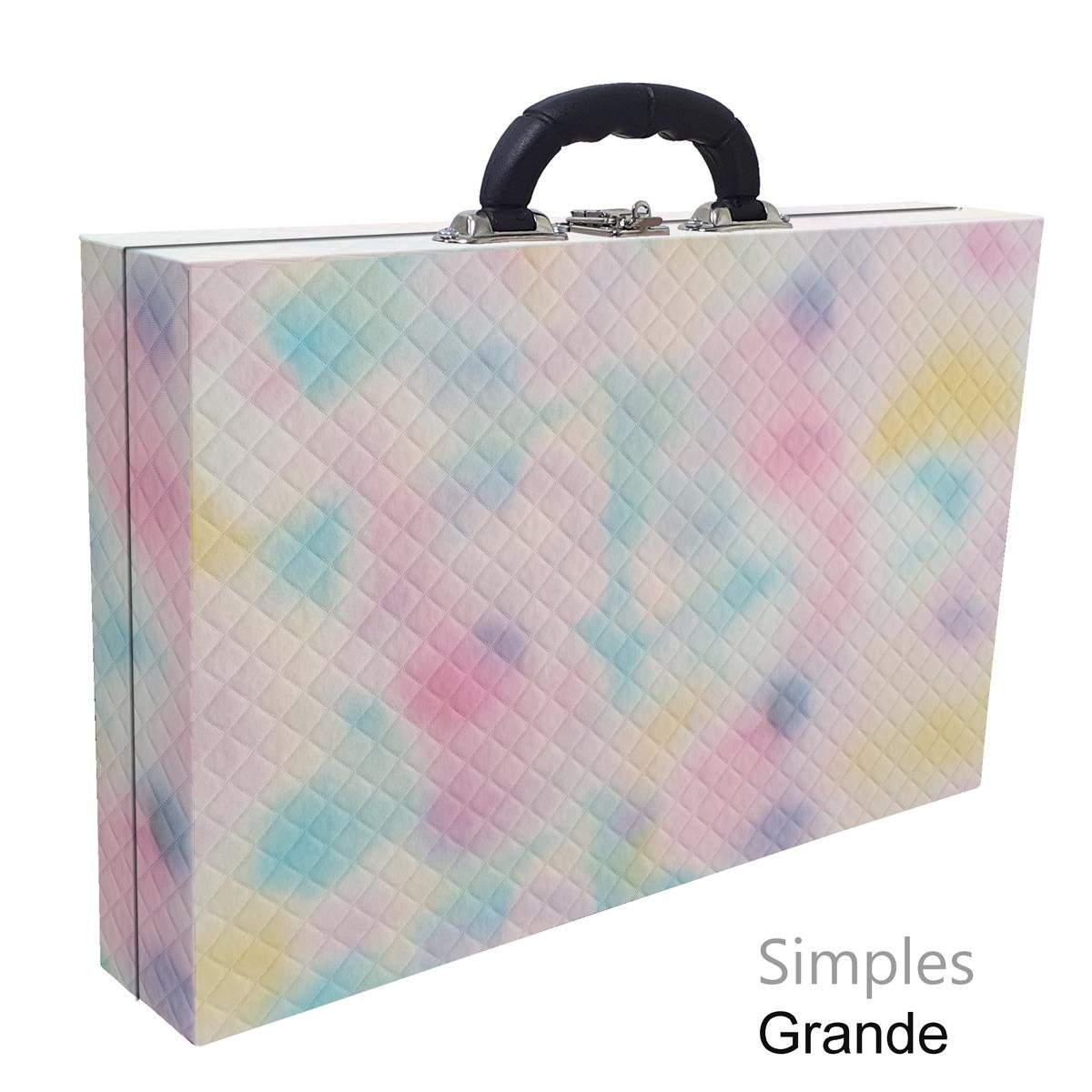 Estojo Maleta Porta Jóias Simples Grande Dijon Tie Dye Com Alça Preta