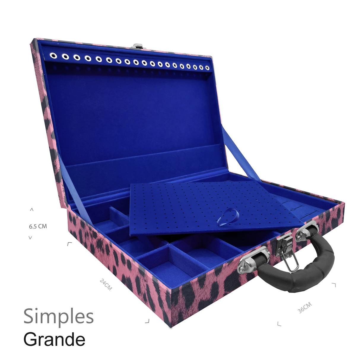 Maleta Simples Grande Hiena Rosa Com Alça Preta - Sob Encomenda