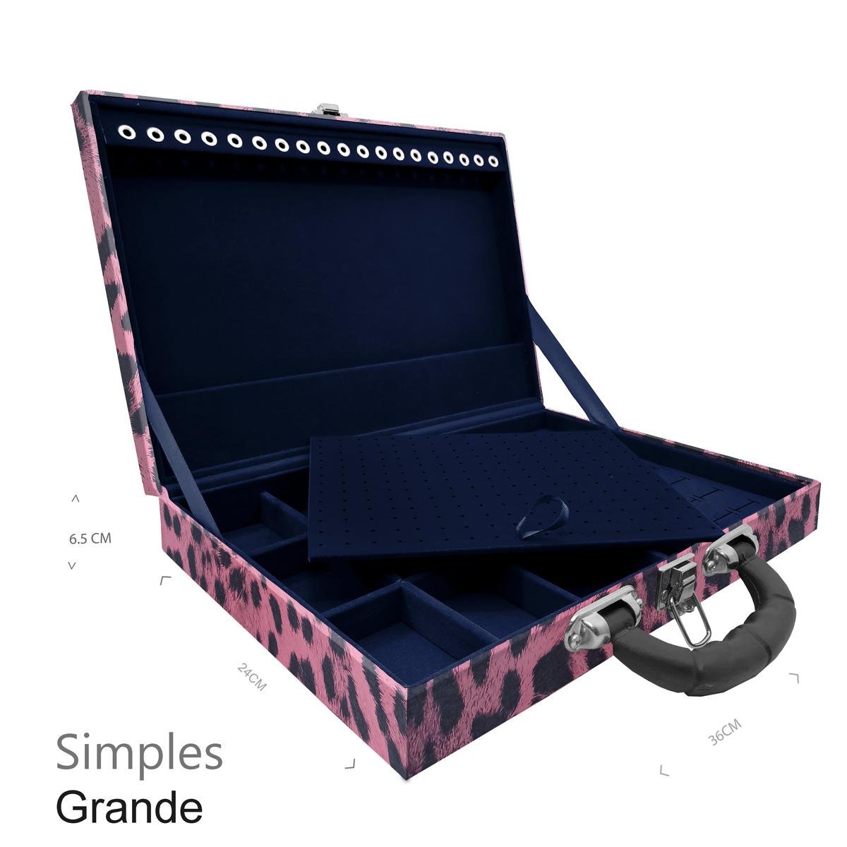 Maleta Simples Grande Hiena Rosa Com Alça Preta - Sob Encomenda