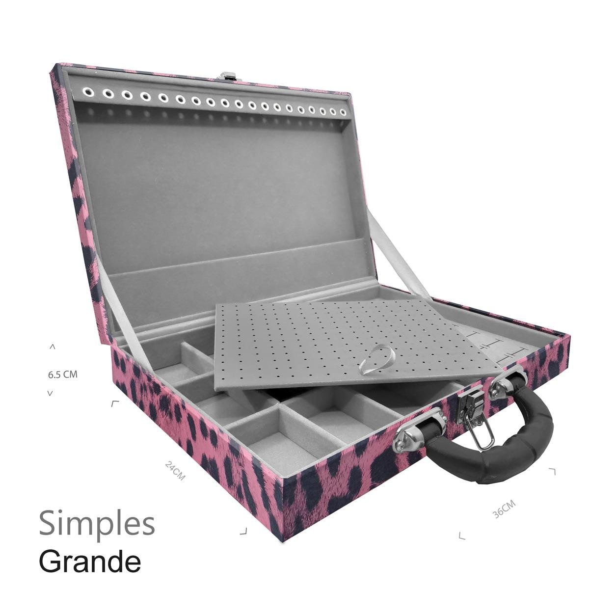 Maleta Simples Grande Hiena Rosa Com Alça Preta - Sob Encomenda