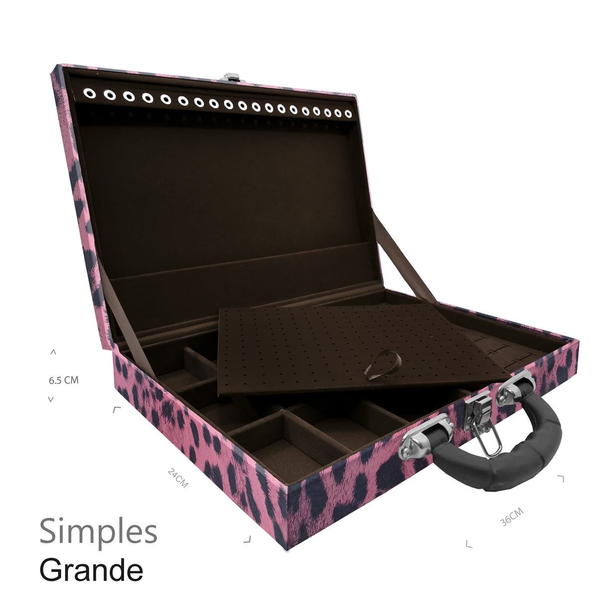 Maleta Simples Grande Hiena Rosa Com Alça Preta - Sob Encomenda