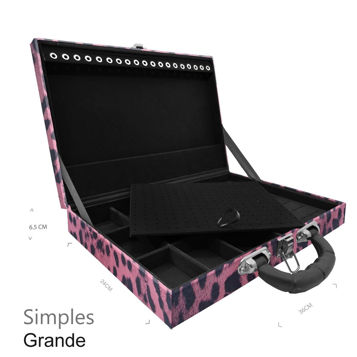 Maleta Simples Grande Hiena Rosa Com Alça Preta - Sob Encomenda