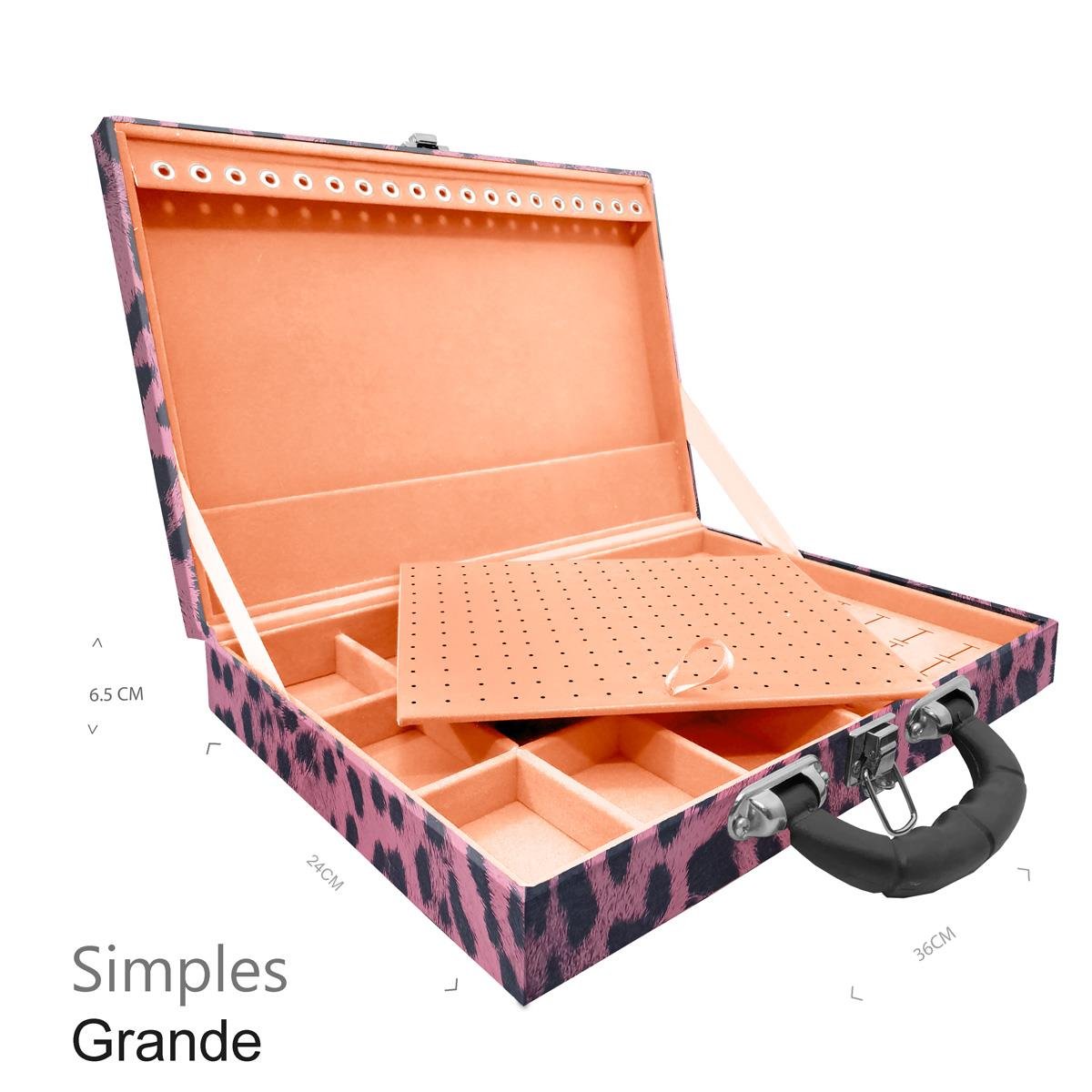 Maleta Simples Grande Hiena Rosa Com Alça Preta - Sob Encomenda