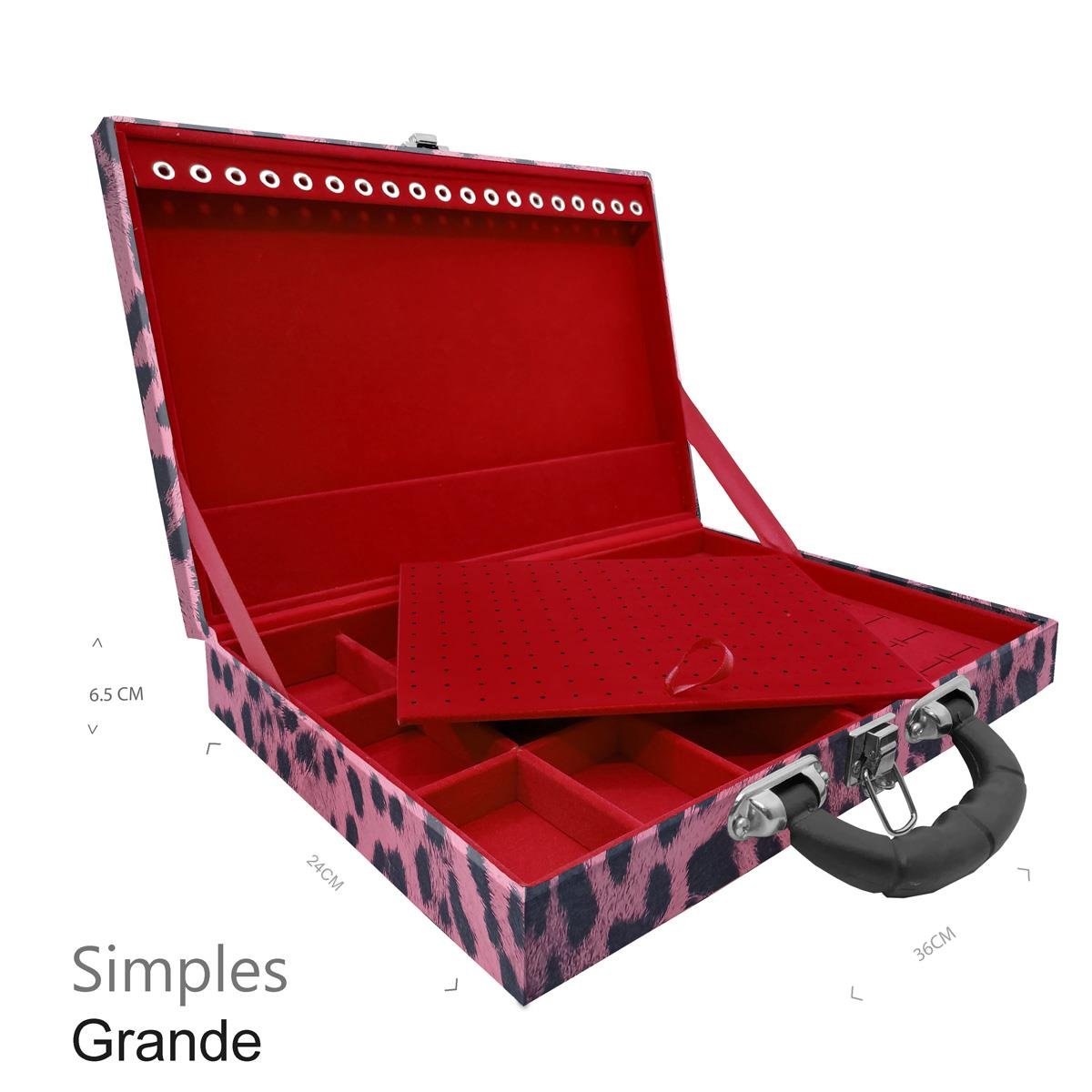 Maleta Simples Grande Hiena Rosa Com Alça Preta - Sob Encomenda
