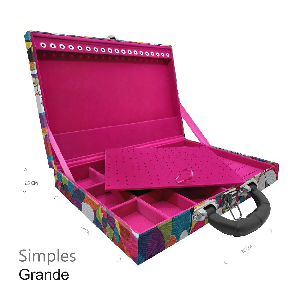 Maleta Simples Grande Mosaico Girassol Com Alça Preta - Sob Encomenda