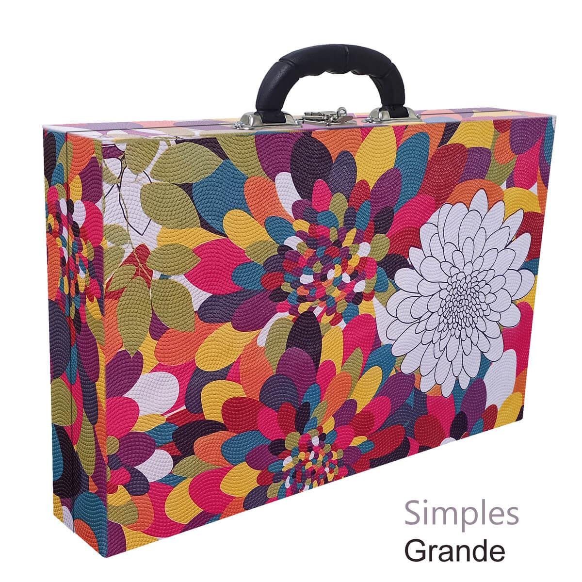 Maleta Simples Grande Mosaico Girassol Com Alça Preta - Sob Encomenda