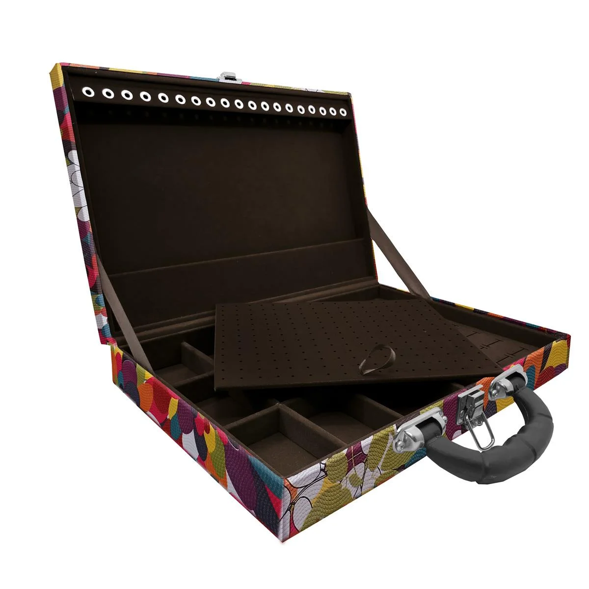 Maleta Simples Grande Mosaico Girassol Com Alça Preta - Sob Encomenda