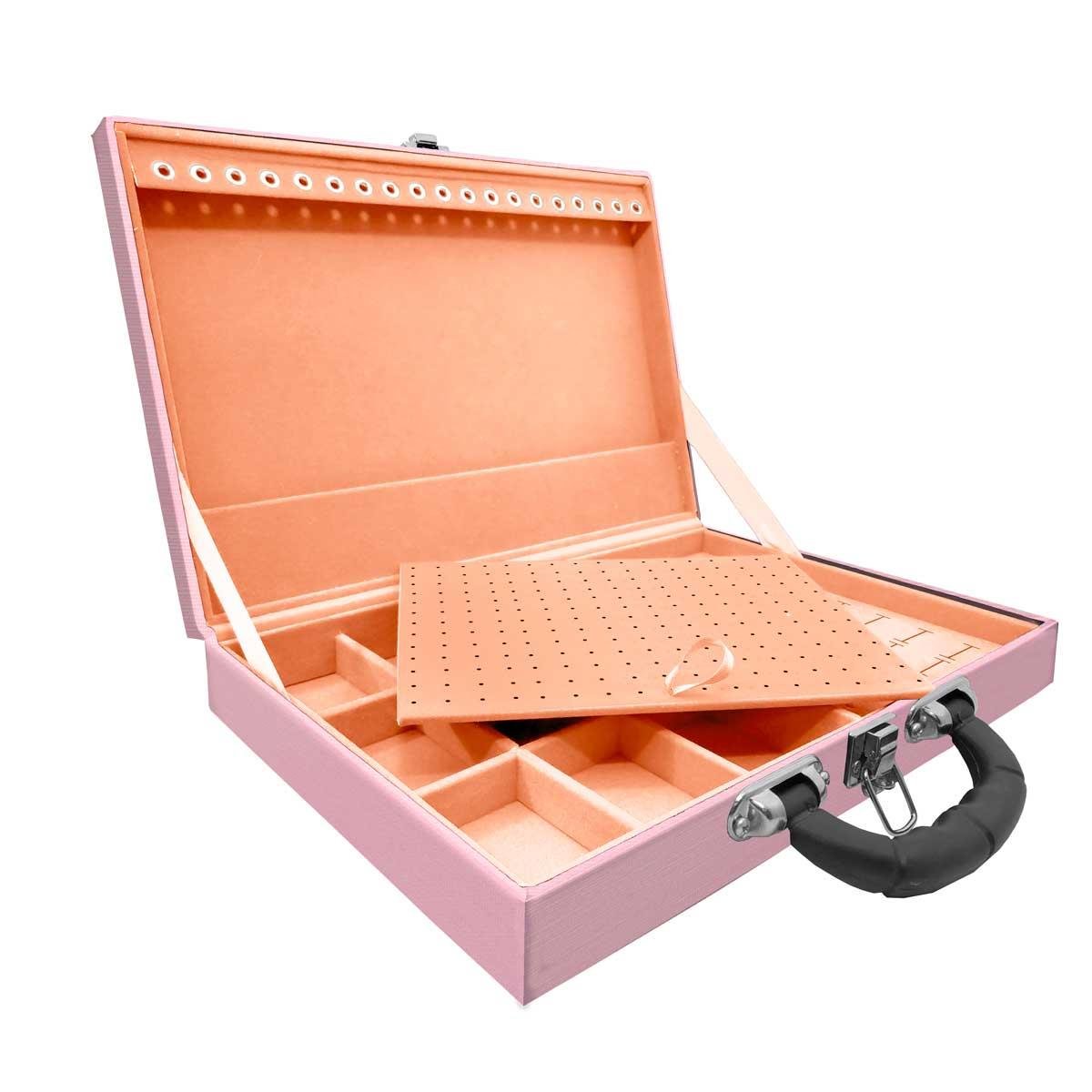 MALETA SIMPLES GRANDE TECIDO MILÃO ROSA COM ALÇA PRETA